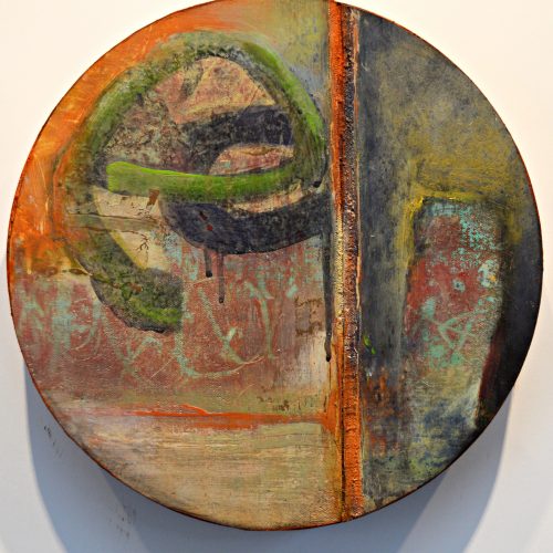 Fissure – 10 inch diameter, acrylic on canvas on panel, 2014, private collection